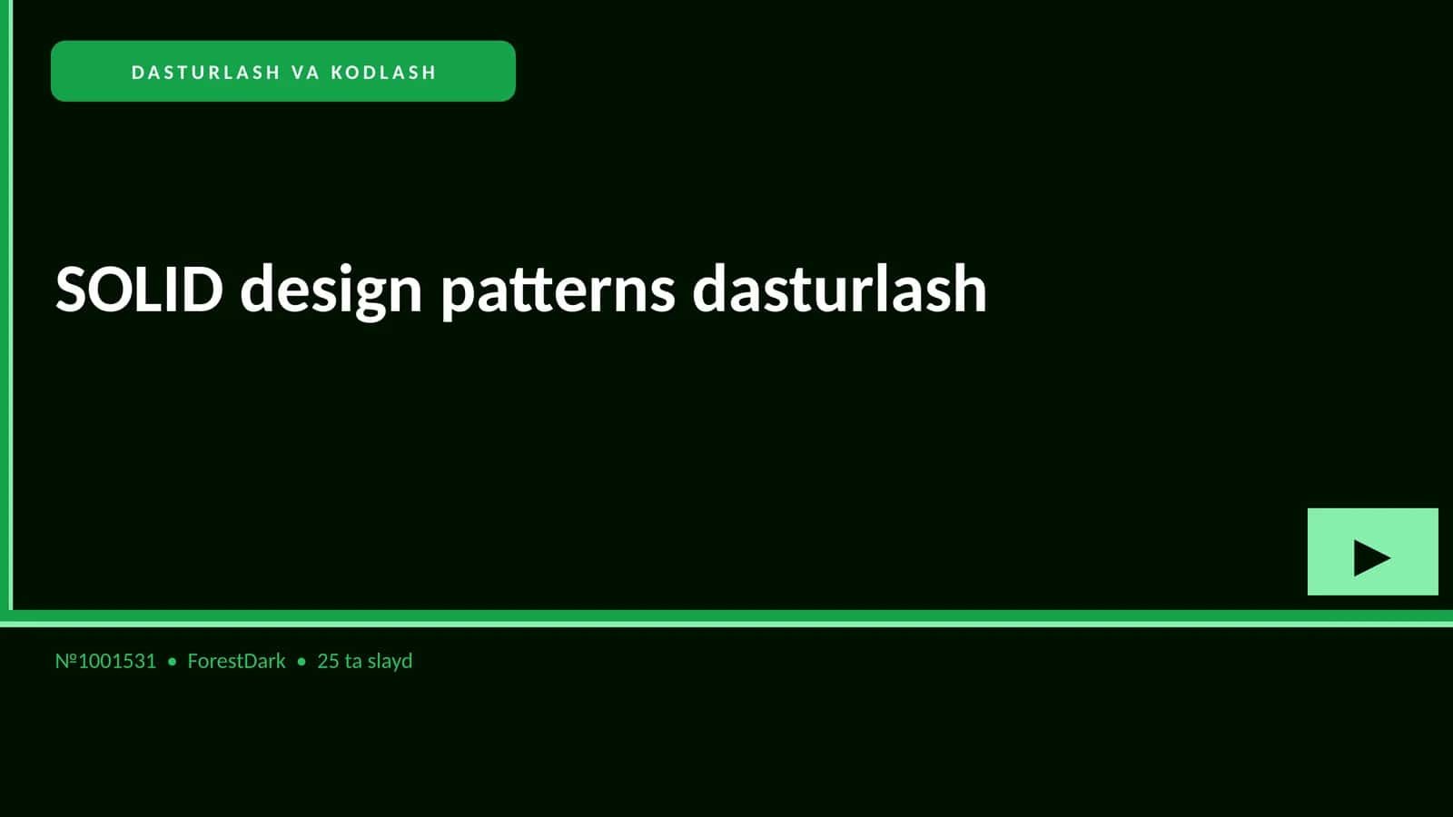 SOLID design patterns dasturlash