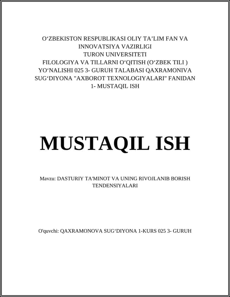 Dasturiy ta'minotning rivojlanishi