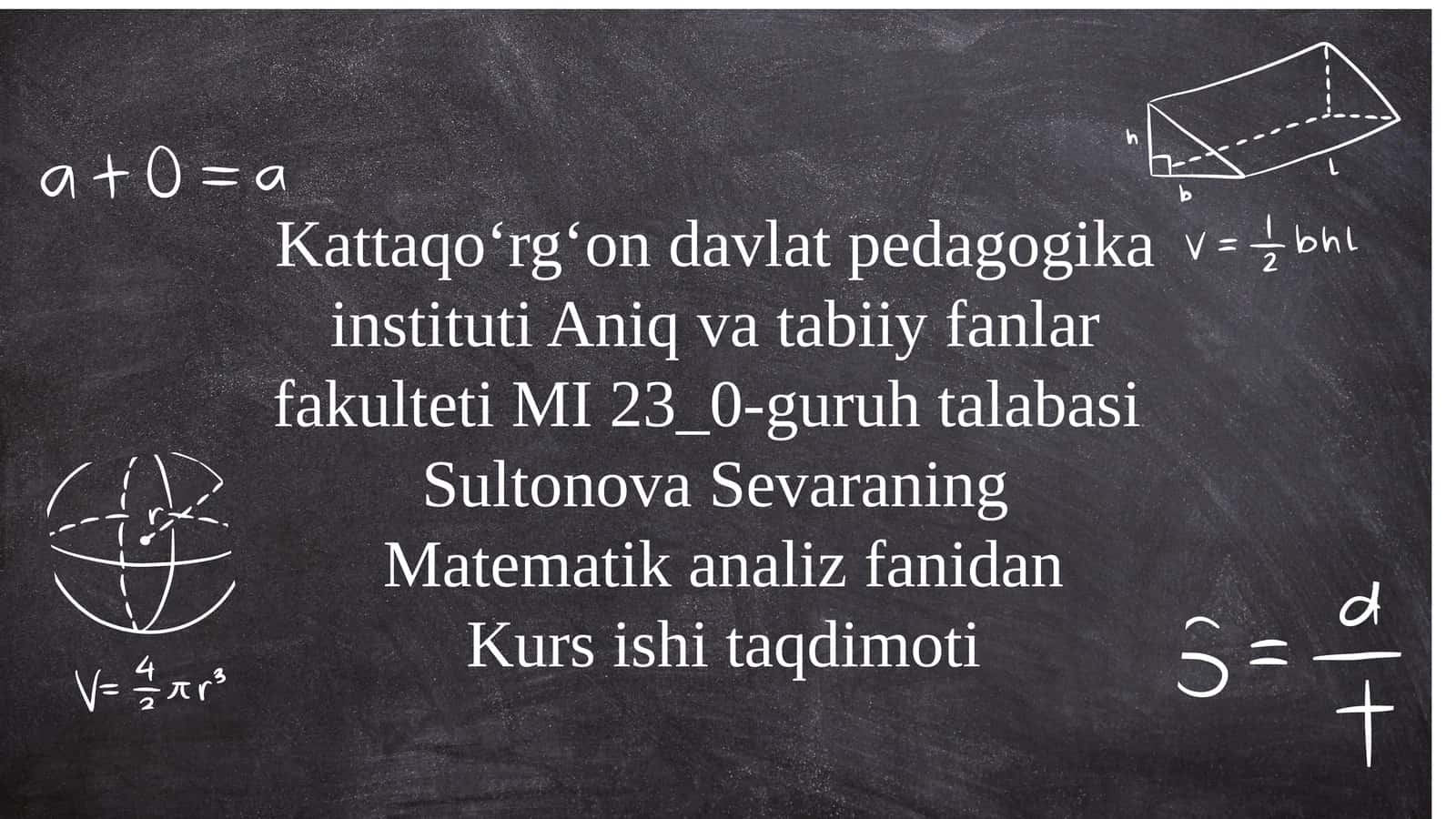 Matematika Analiz Fanidan