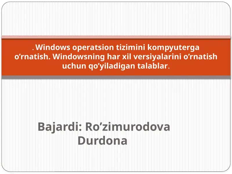 WINDOWS operatsion tizimi