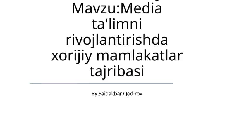 Fan: Media savodxonligi va axborot madaniyati