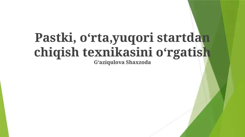 Pastki, O'rta va Yuqori Boshlanishlardan Yugurish Texnikasi