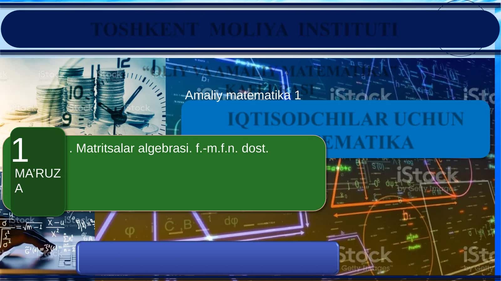 MA’RUZA. Matritsalar algebrasi. f.-m.f.n. dost