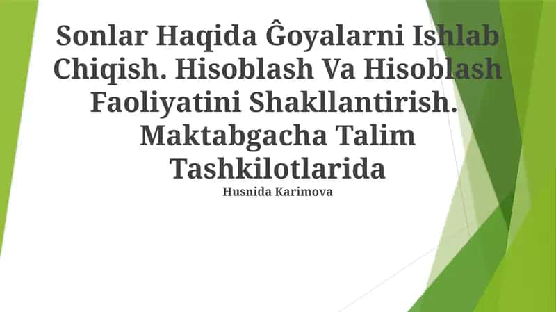 Sonlar Haqida Ĝoyalarni Ishlab Chiqish