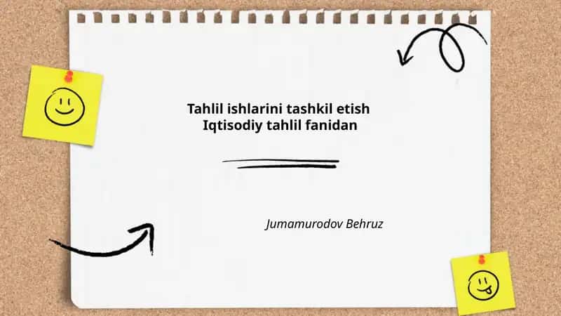 Tahlil ishlarini tashkil etish