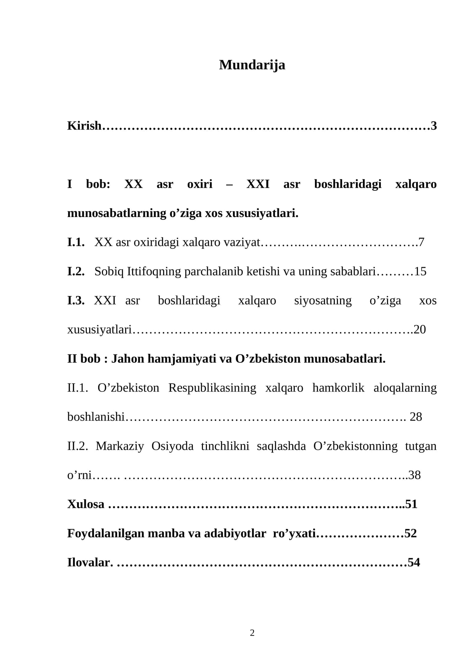 XX asr oxiri – XXI asr boshlaridagi xalqaro munosabatlarning o’ziga xos xususiyatlari