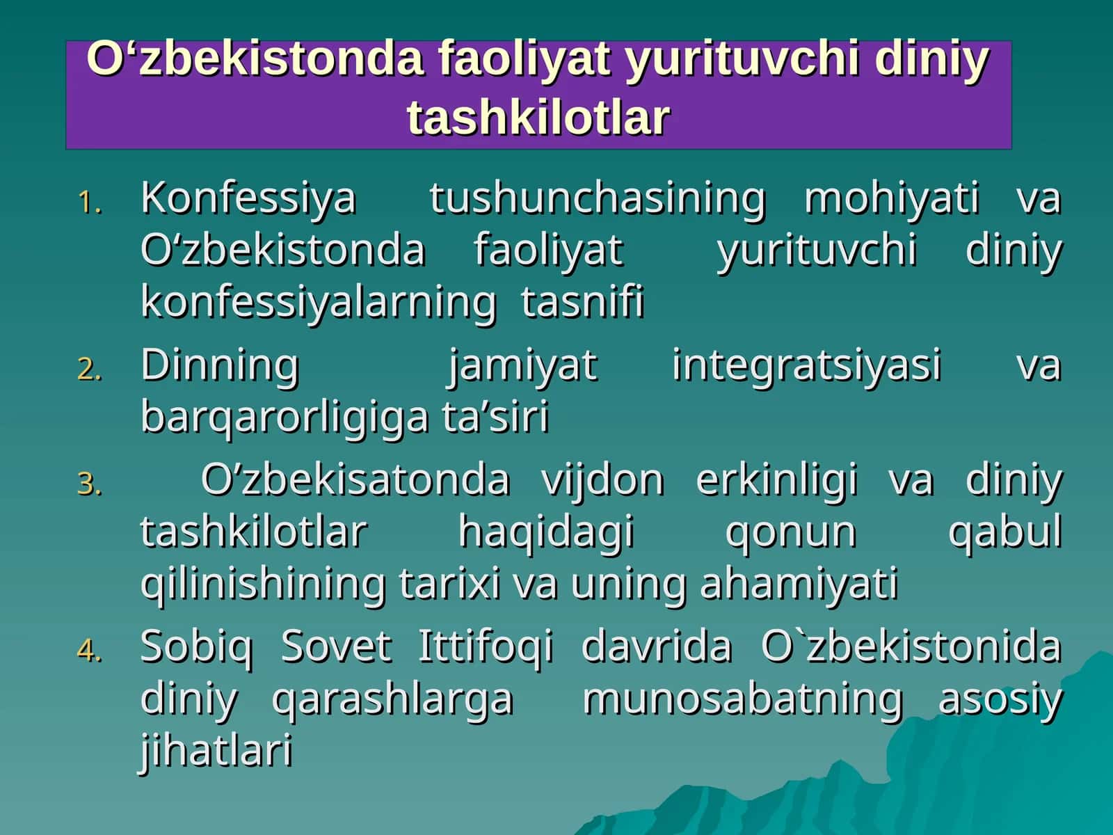 O‘zbekistonda faoliyat yurituvchi diniy tashkilotlar