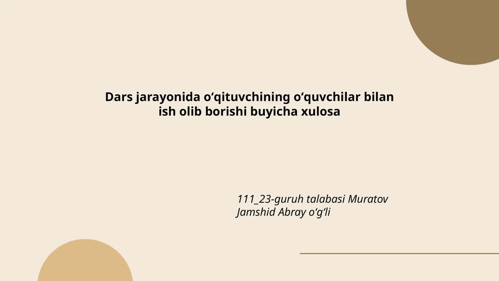 Dars jarayonida suhbat usuli