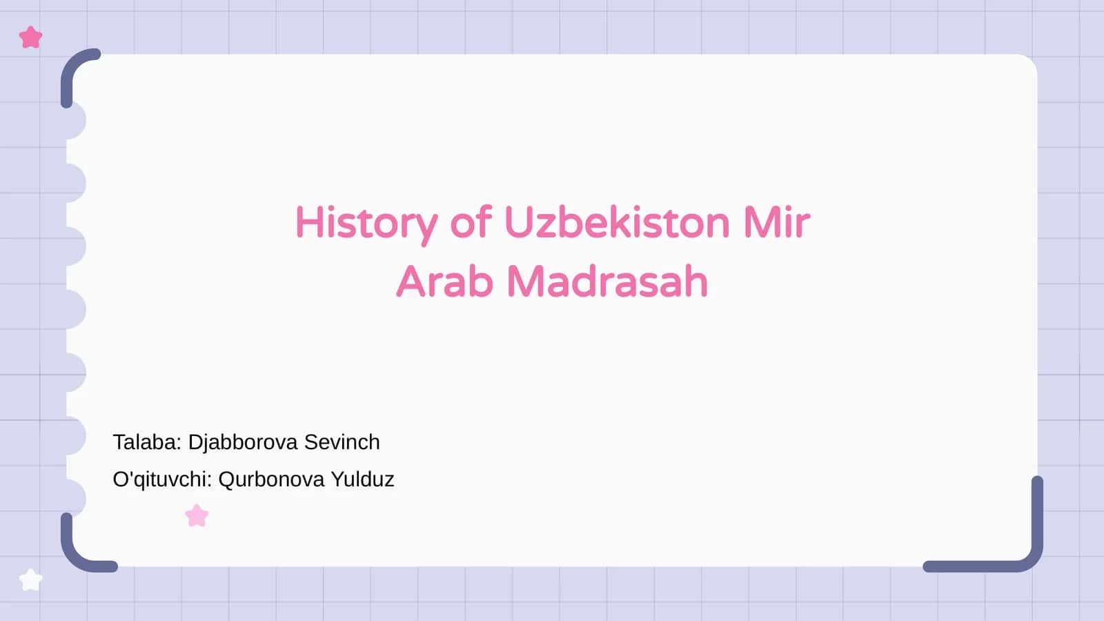 O'zbekiston Mir Arab Madrasah Tarixi