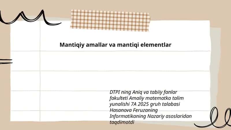Mantiqiy amallar va mantiqi elementlar