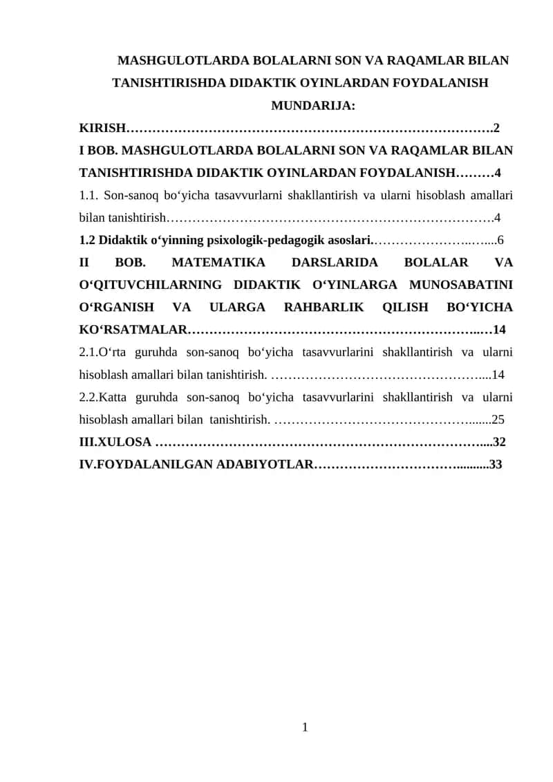 Mashgulotlarda Bolalarni Son va Raqamlar bilan Tanishtirishda Didaktik Oyinlardan Foydalanish