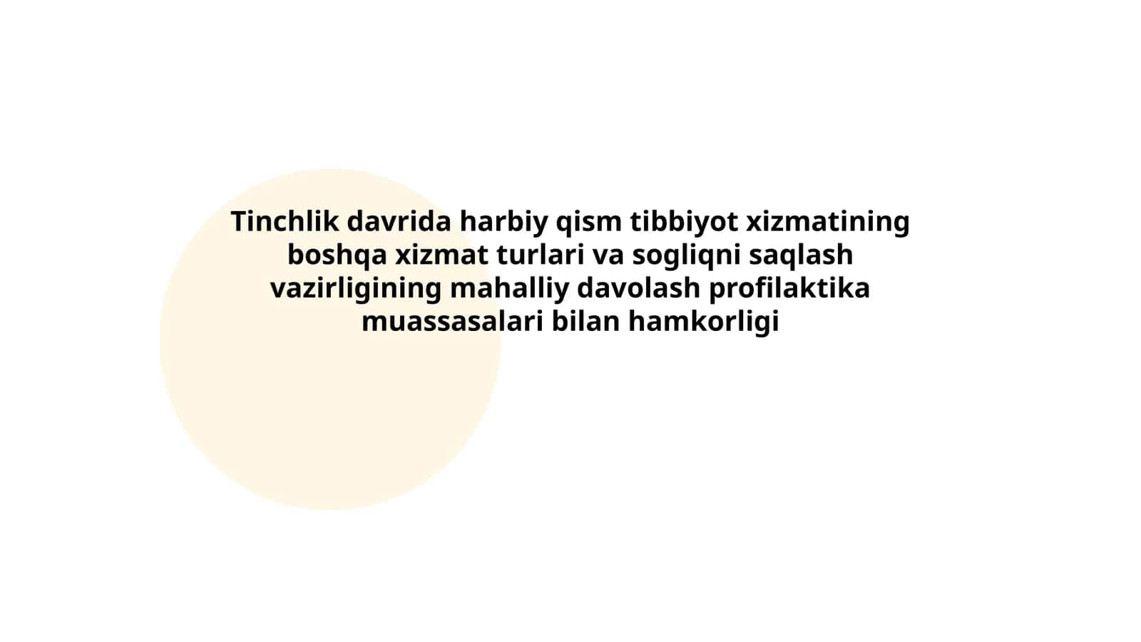 Tinchlik davrida harbiy qism tibbiyot xizmati