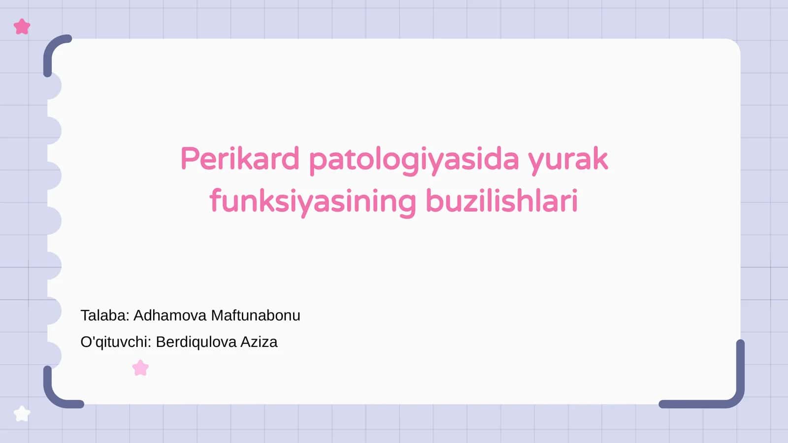Perikard patologiyasida yurak funksiyasining buzilishlari
