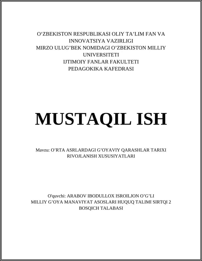 O'rta asrlardagi G'oyaviy Qarashlar Tarixi Rivojlanish Xususiyatlari