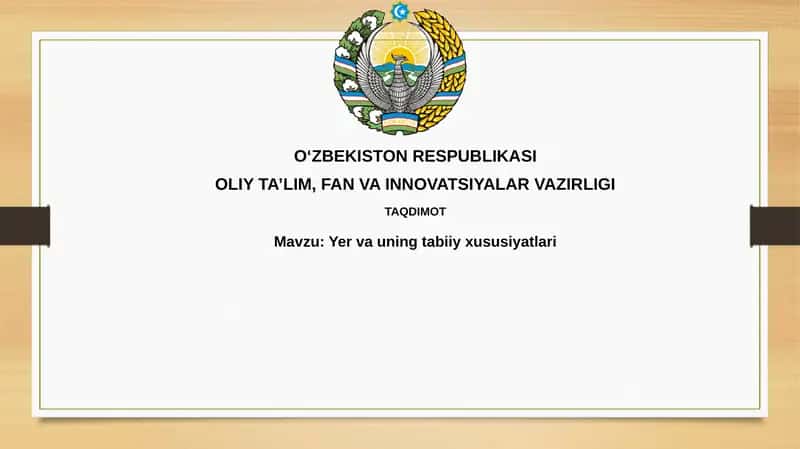 Yer va uning tabiiy xususiyatlari