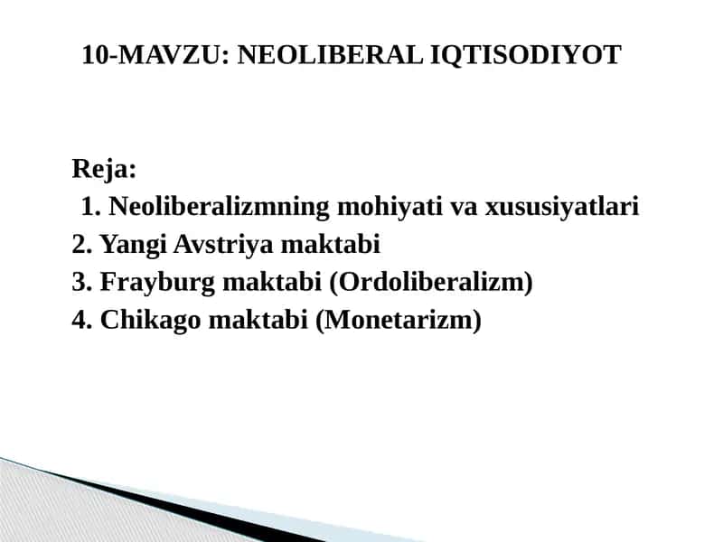NEOLIBERAL IQTISODIYOT