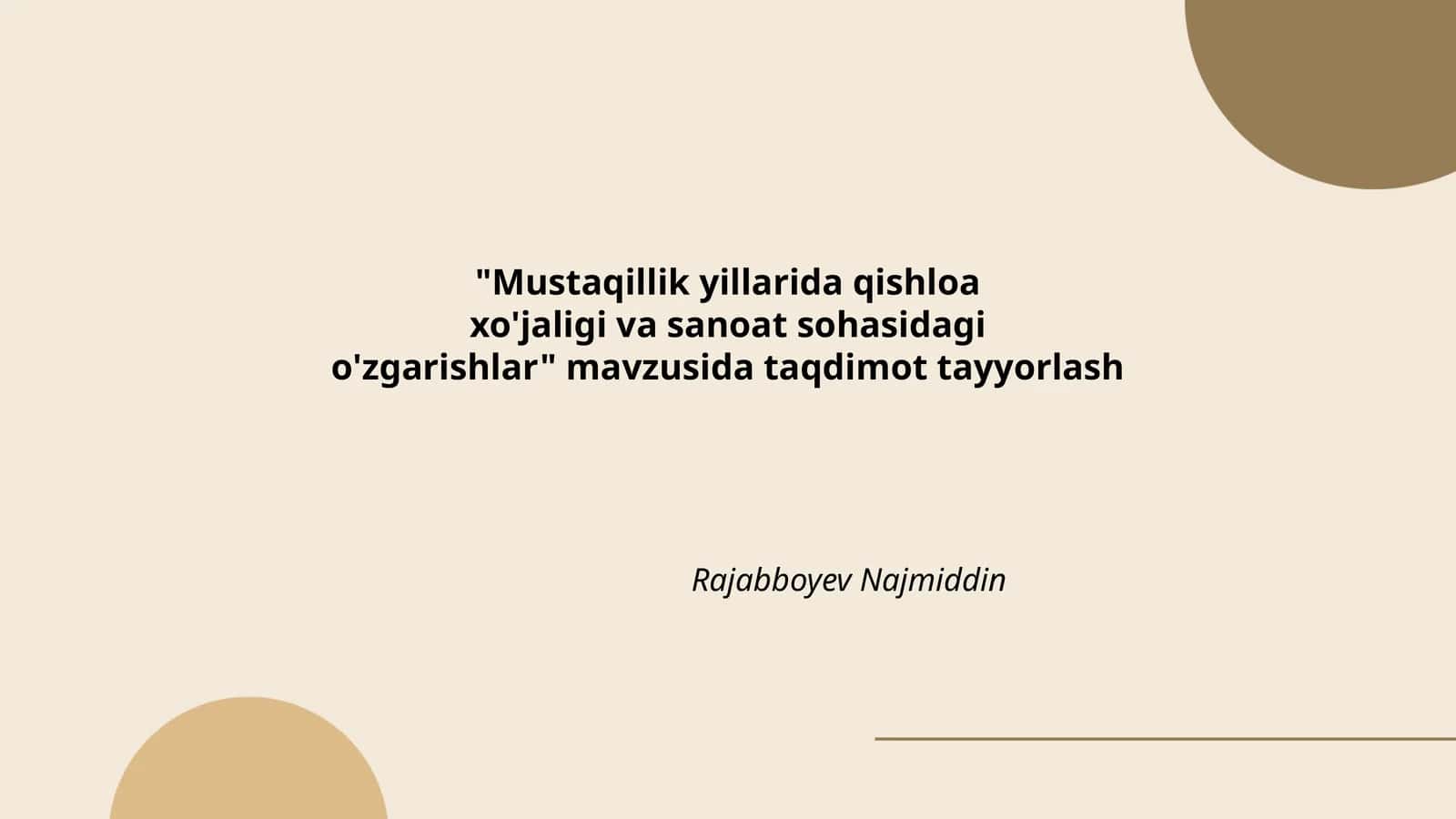 Mustaqillik yillarida qishloaxo'jaligi va sanoat sohasidagi o'zgarishlar