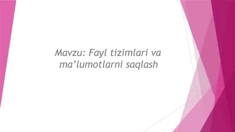 Fayltizimlarivama’lumotlarnisaqlash