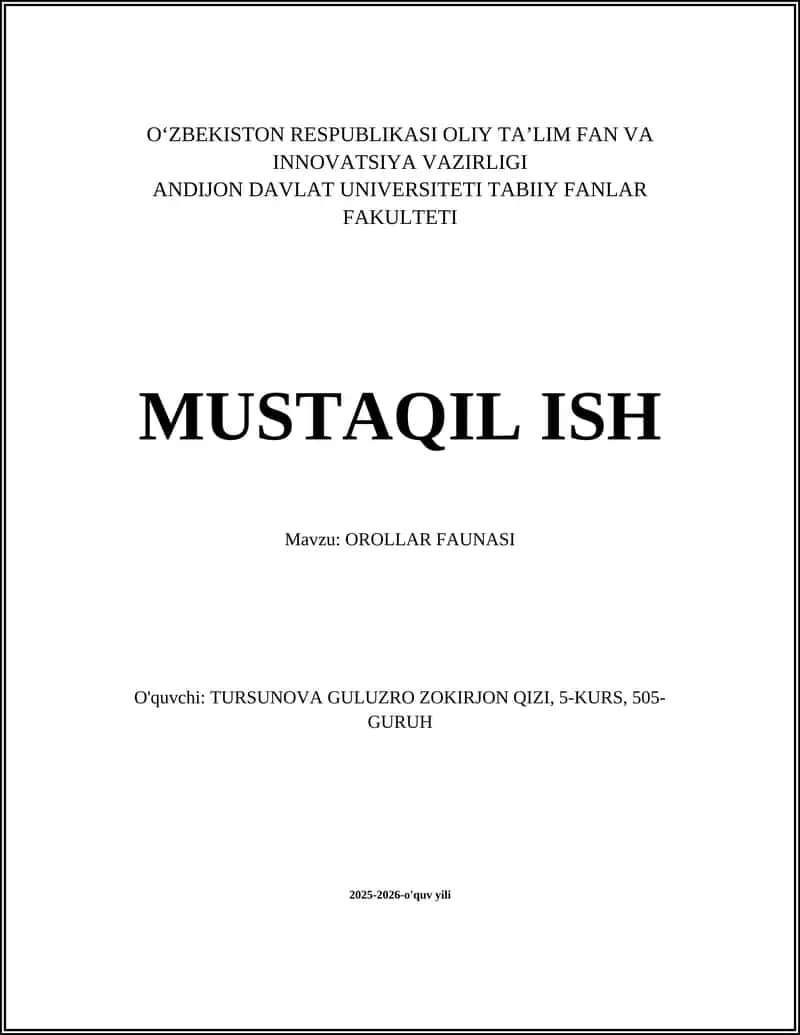 Orollar Faunasi