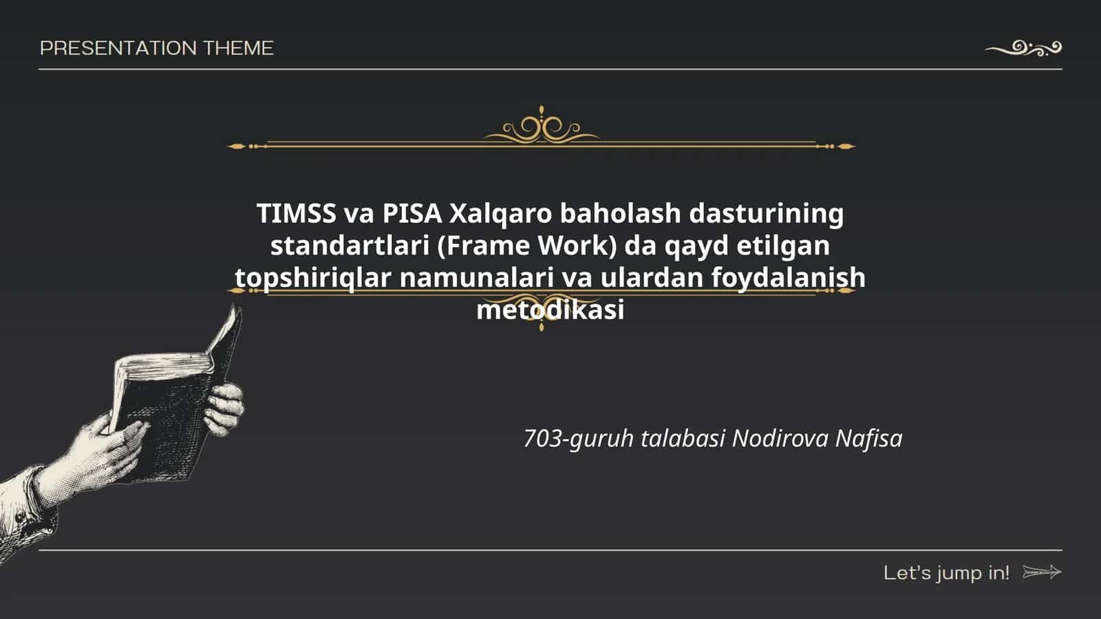 TIMSS va PISA Xalqaro baholash dasturining standartlari (Frame Work) da qayd etilgan topshiriqlar namunalari va ulardan foydalanish metodikasi