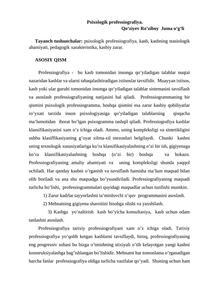Psixologik professiografiya