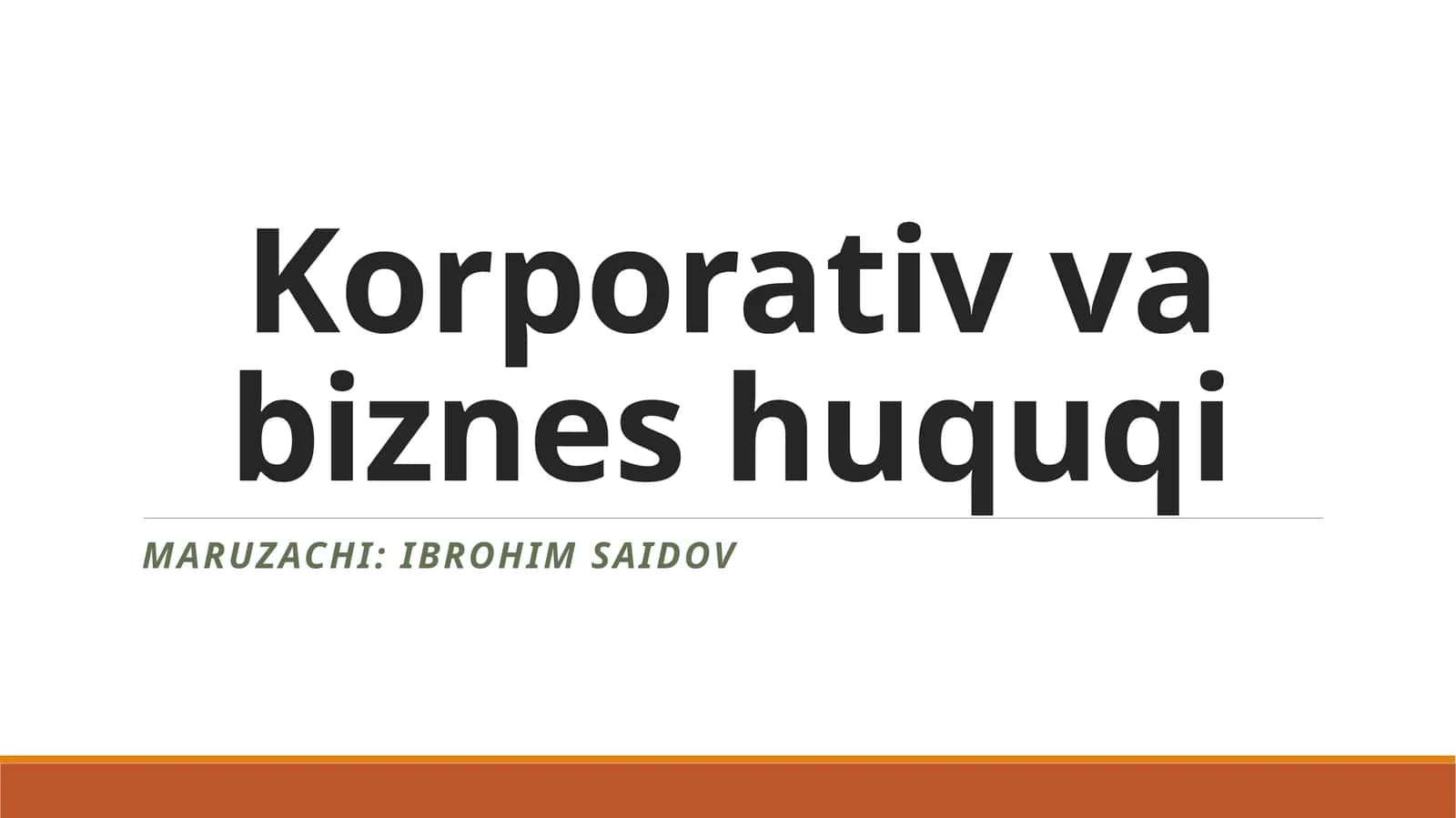 Korporativ va biznes huquqi
