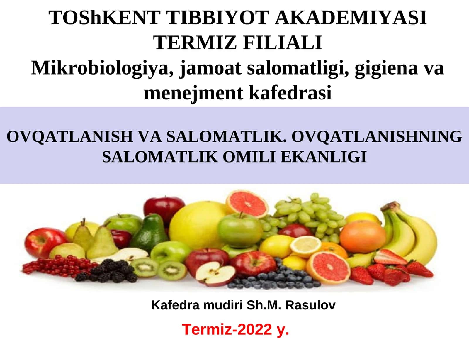 OVQАTLАNISH VАSАLOMАTLIK. OVQАTLАNISHNING SАLOMАTLIK OMILI EKАNLIGI
