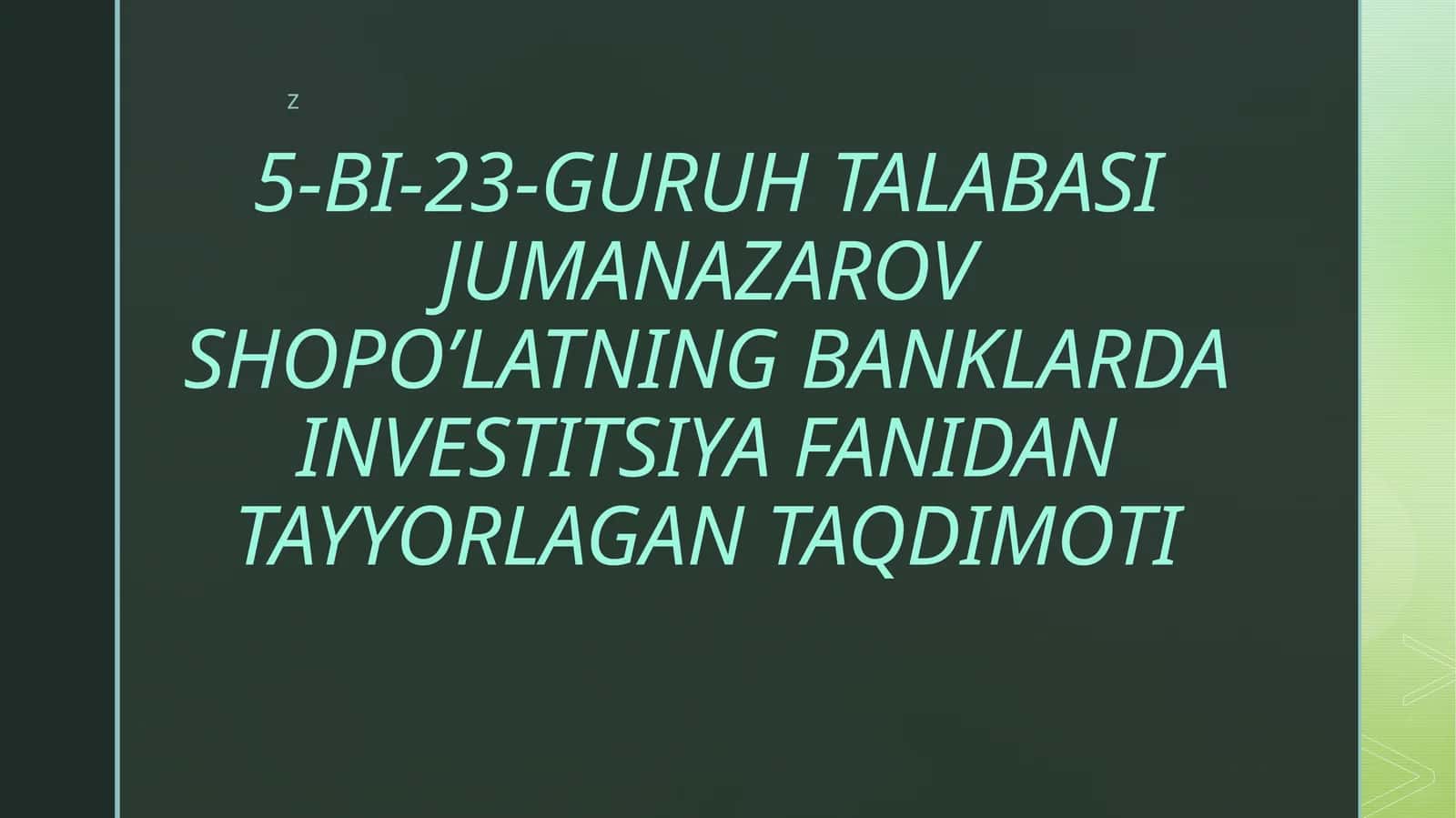 Iqtisodiyotning rivojlanishida xorijiy investorlarning roli