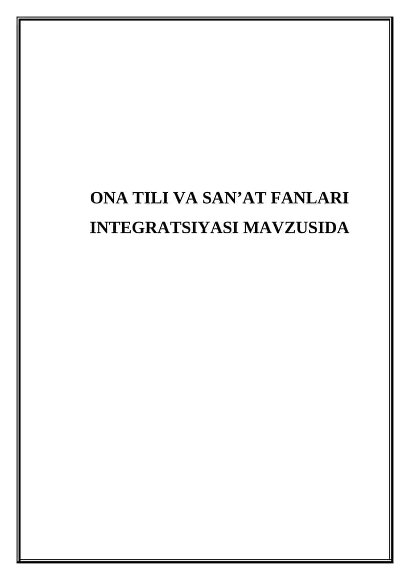 Ona tili va san'at fanlari integratsiyasi