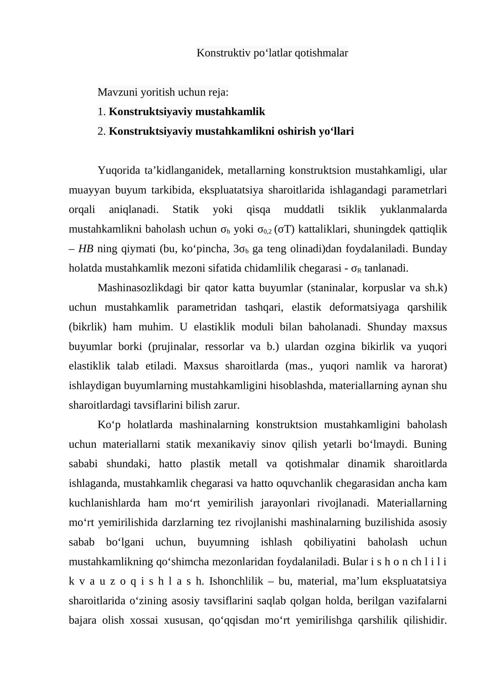 Konstruktiv po‘latlar qotishmalar