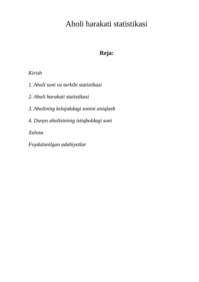 Aholi harakati statistikasi