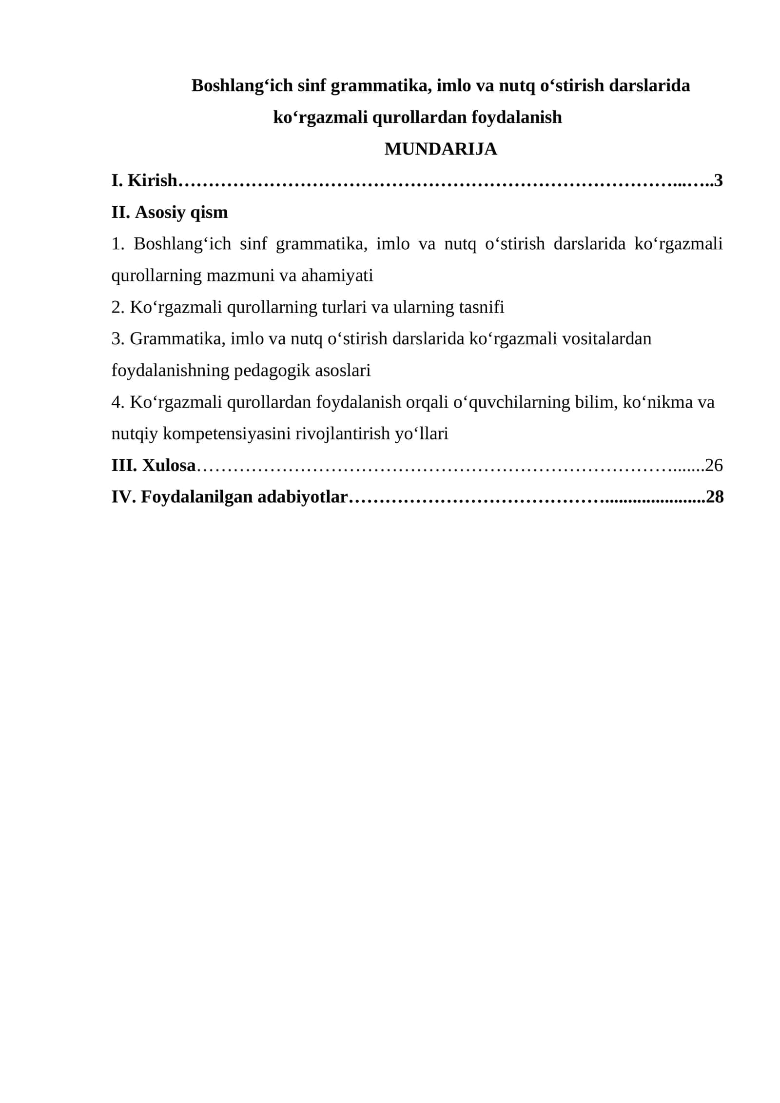 Boshlang‘ich sinf grammatika, imlo va nutq o‘stirish darslarida ko‘rgazmali qurollardan foydalanish