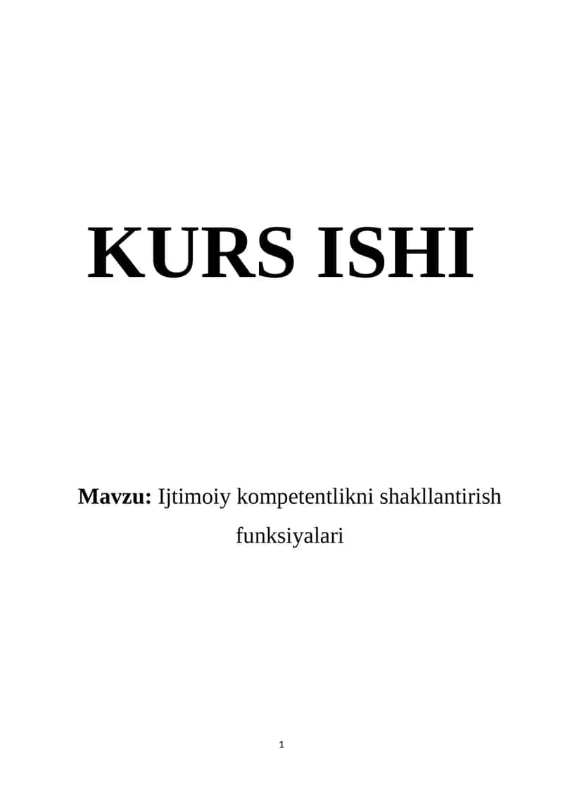 Ijtimoiy kompetentlikni shakllantirish funksiyalari