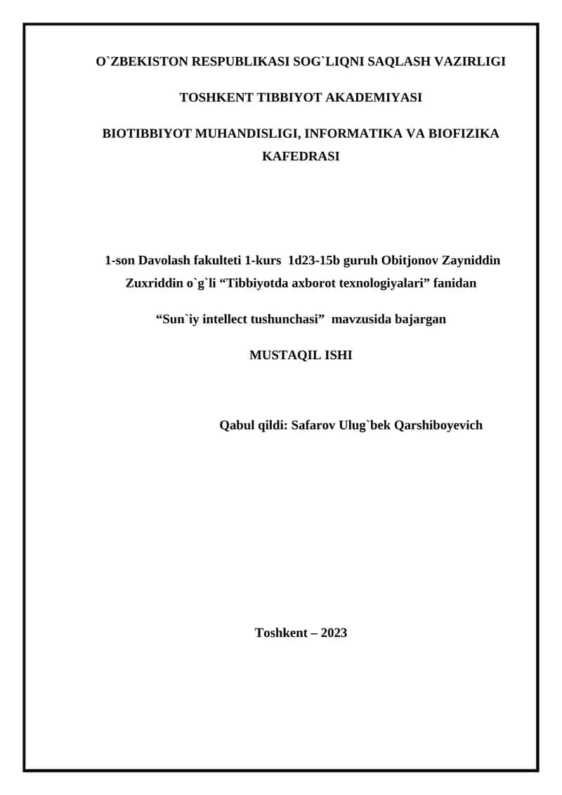 Tibbiyotda axborot texnologiyalari