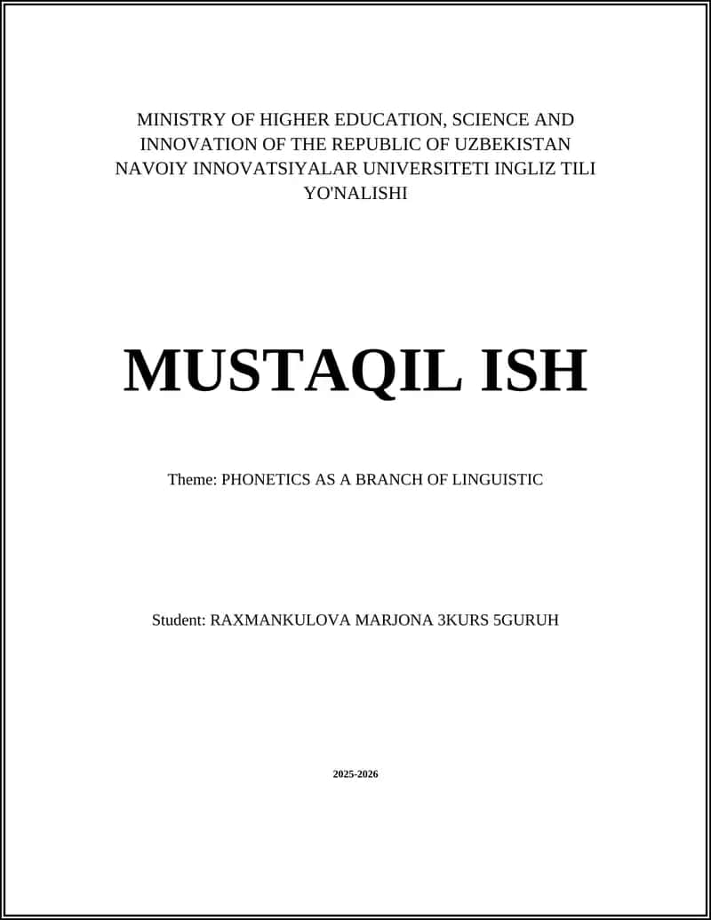 PHONETICS AS A BRANCH OF LINGUISTIC