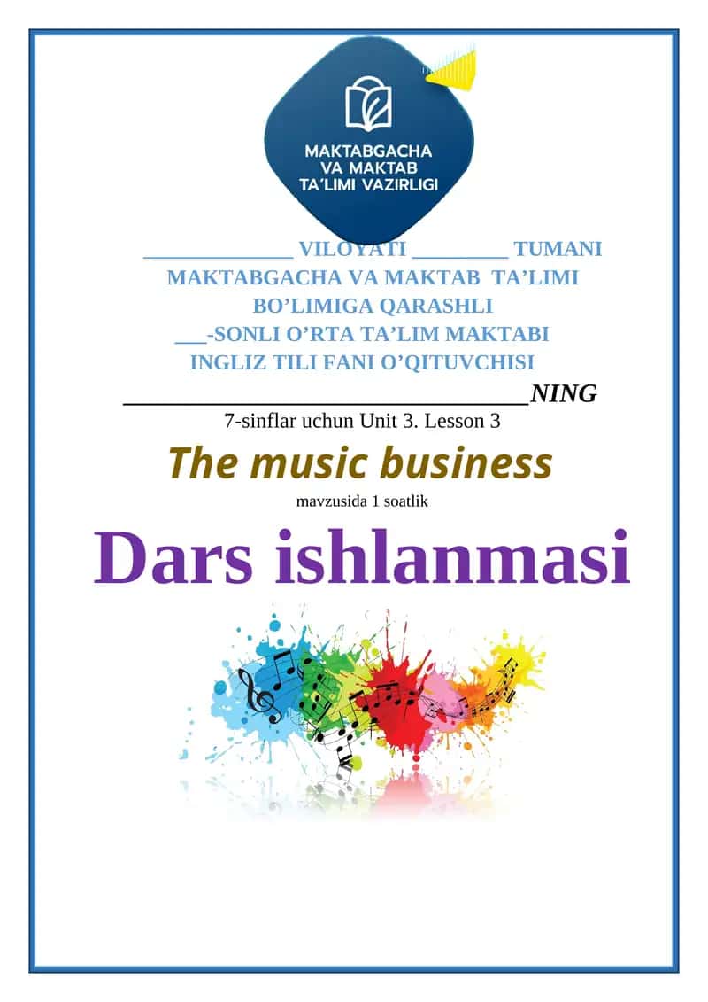 Ingliz tili 7-sinf ochiq dars ishlanma 2
