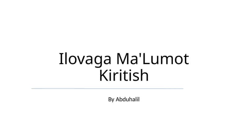 Ilovaga Ma'Lumot Kiritish
