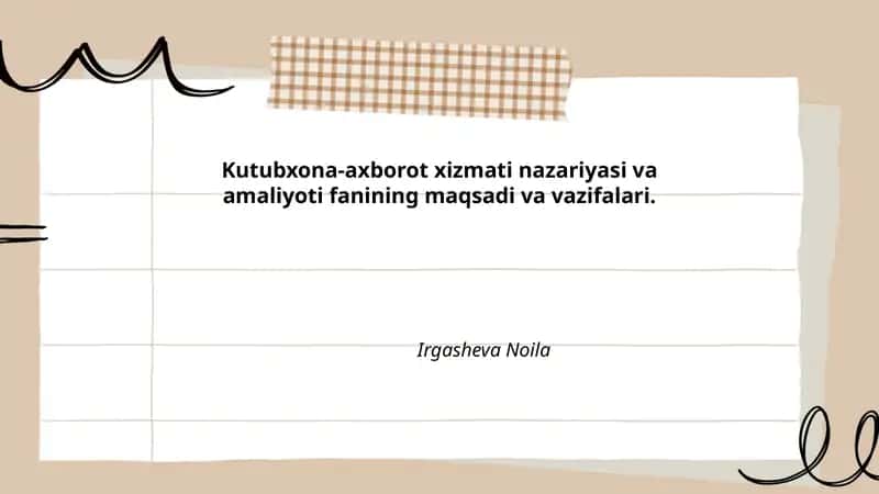 Kutubxona-axborot xizmati nazariyasi va amaliyoti
