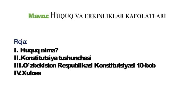 Huquq va erkinliklar kafolatlari