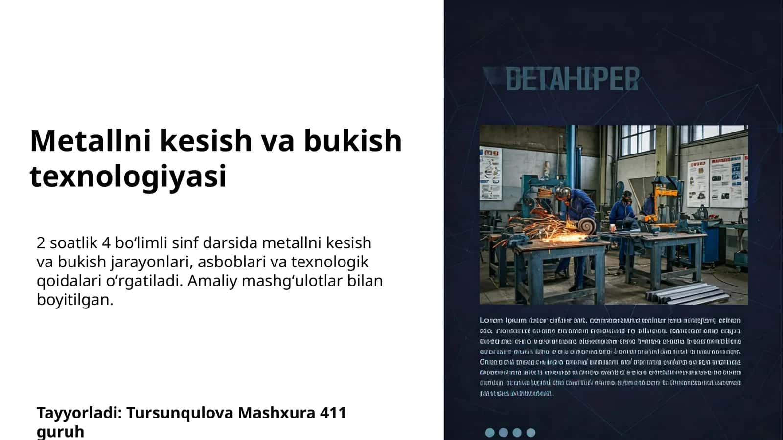 Metallni kesish va bukish texnologiyasi