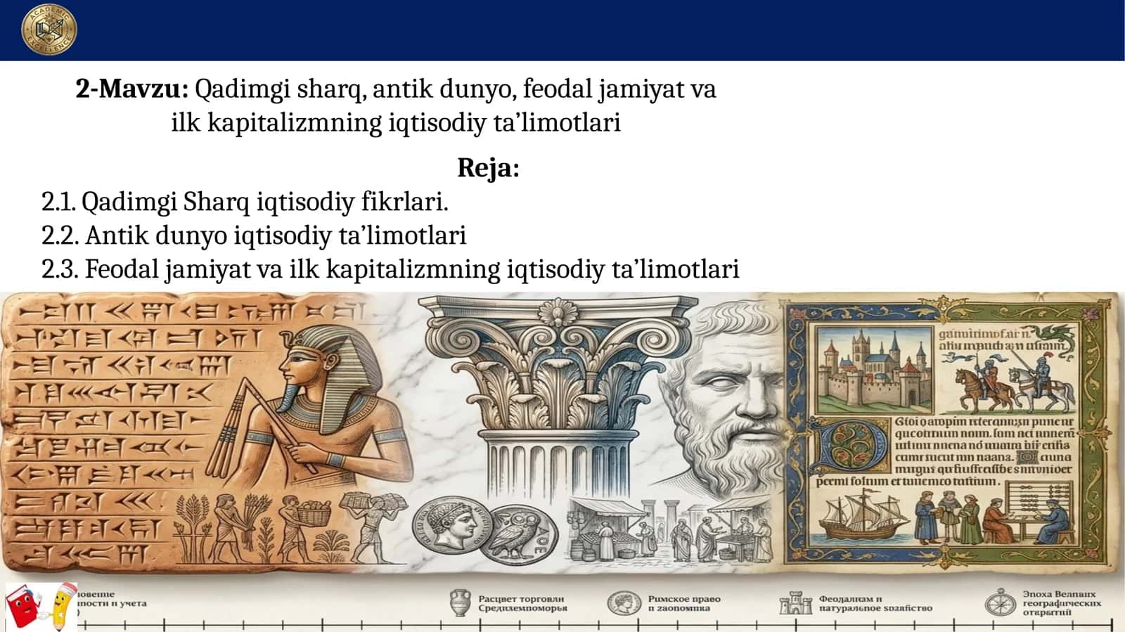 Qadimgi sharq, antik dunyo, feodal jamiyat va ilk kapitalizmning iqtisodiy ta’limotlari