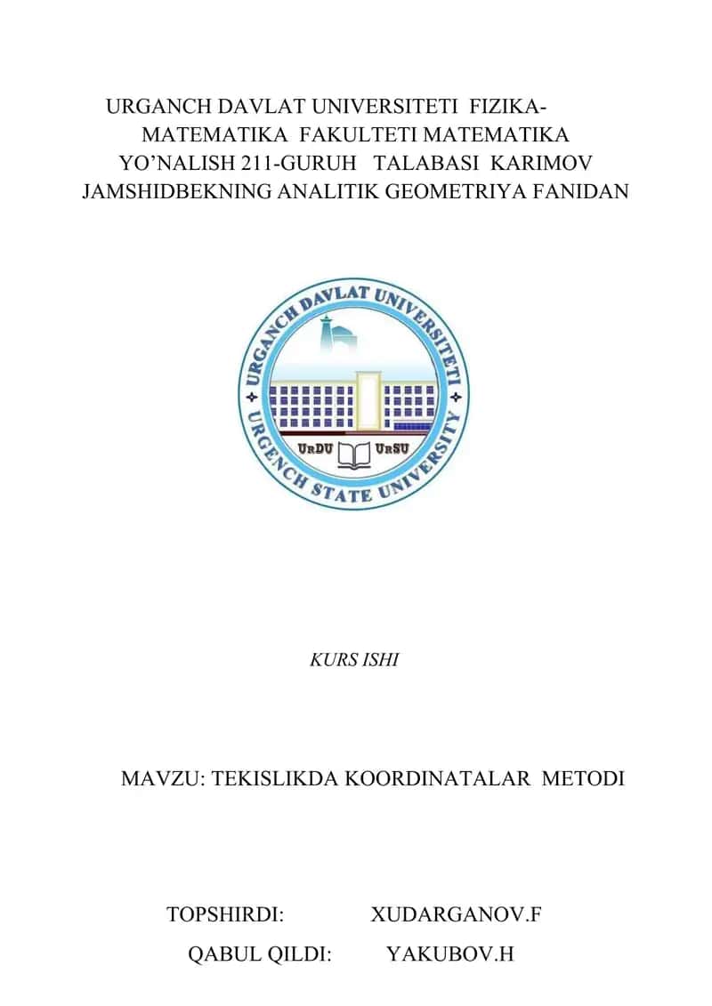 Tekislikda koordinatalar metodi