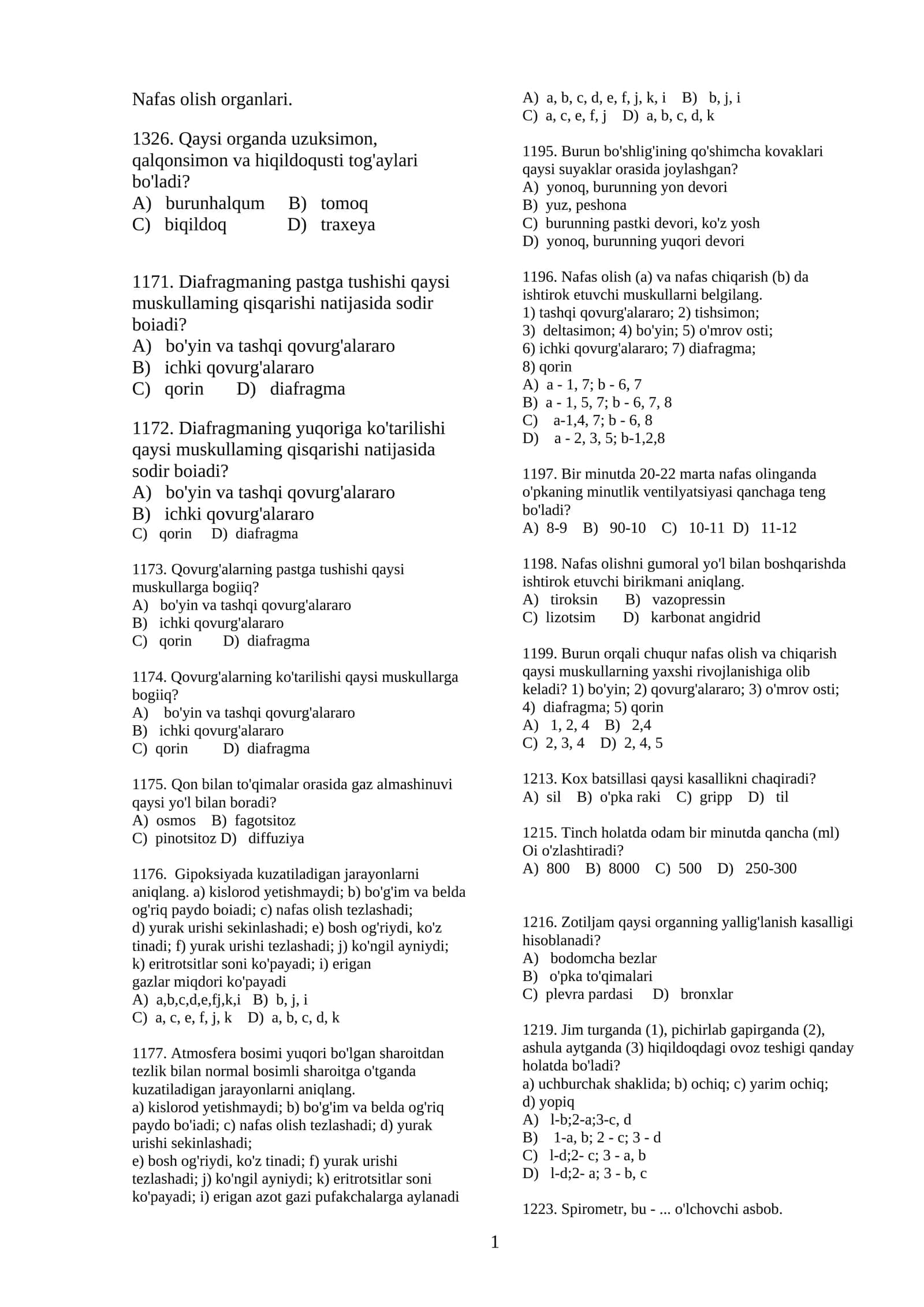 Nafas olish organlari