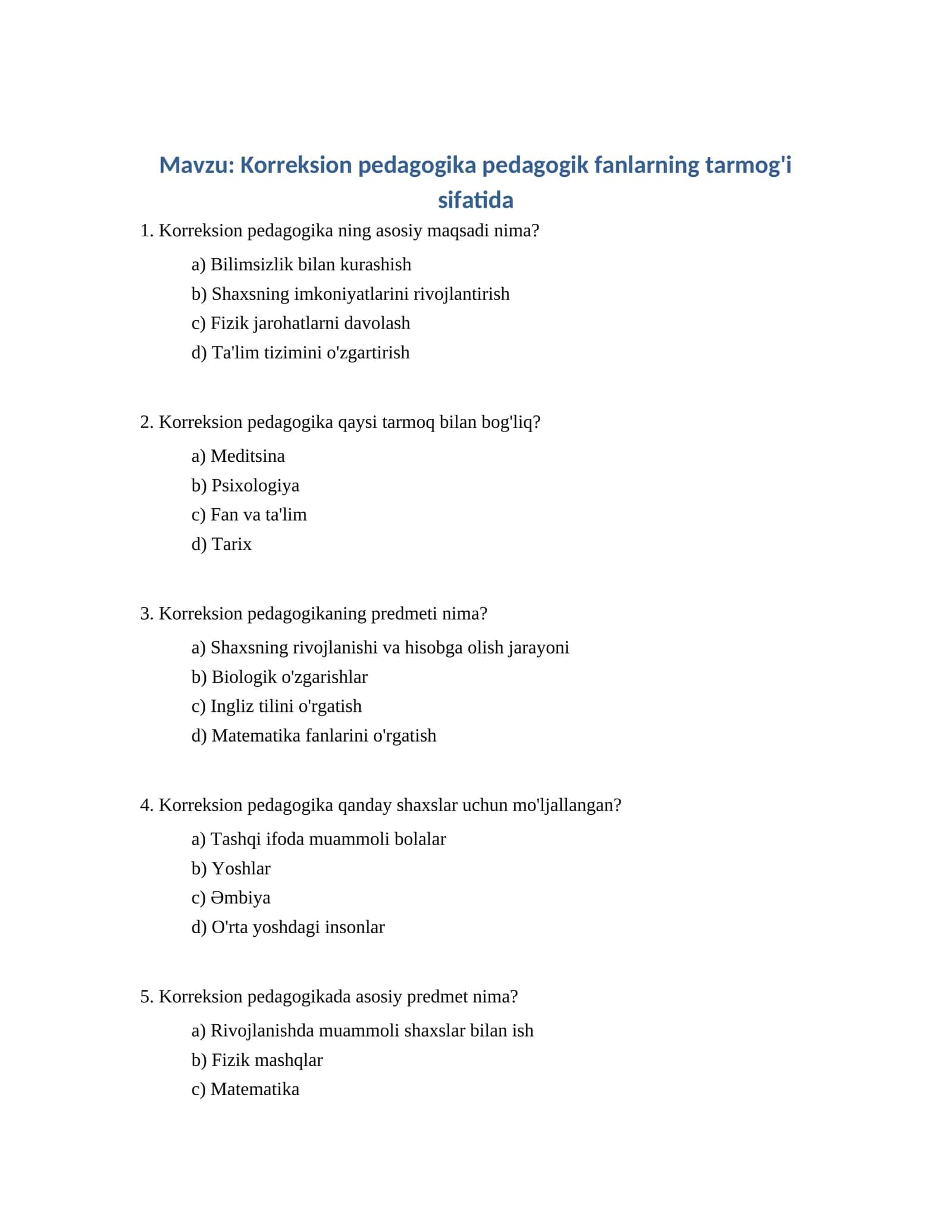 Korreksion pedagogika pedagogik fanlarning tarmog'i sifatida