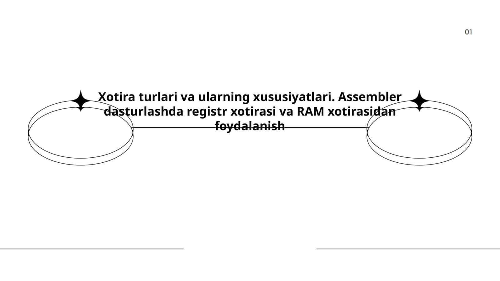 Xotira turlari va ularning xususiyatlari. Assembler dasturlashda registr xotirasi va RAM xotirasidan foydalanish
