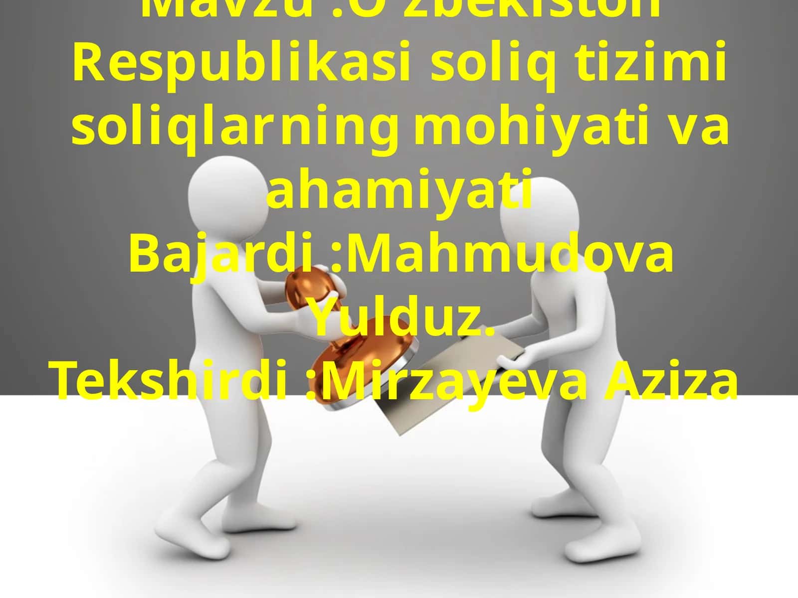 O’zbekiston Respublikasi soliq tizimi