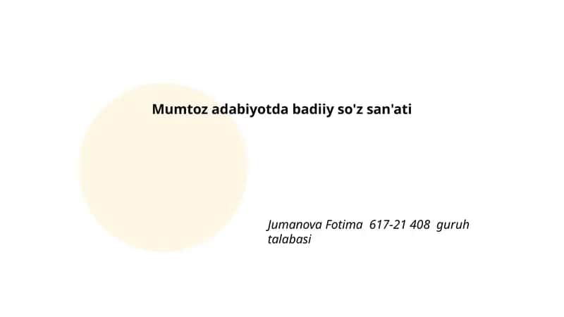 Mumtoz adabiyotda badiiy so'z san'ati