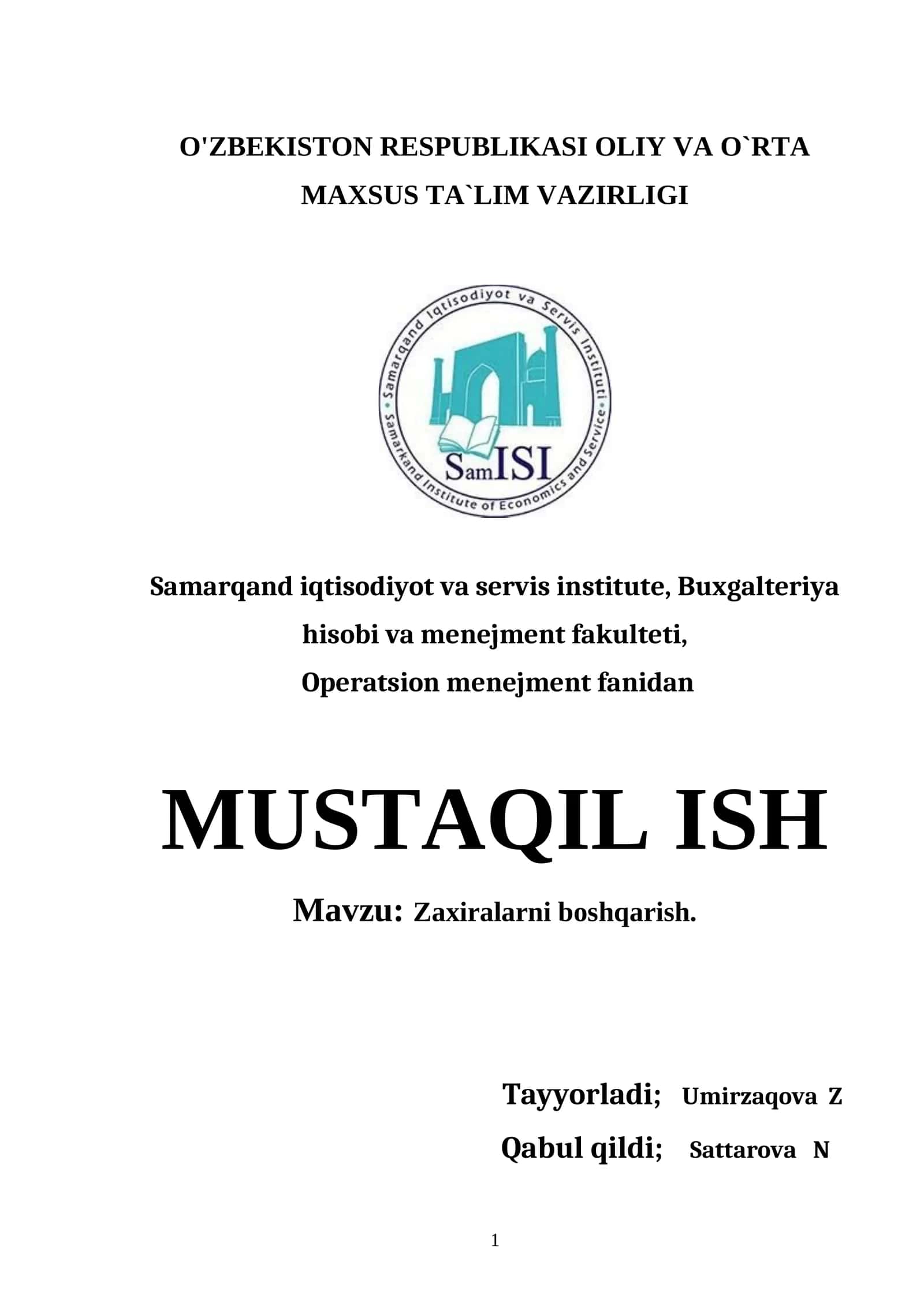 Zaxiralarni boshqarish