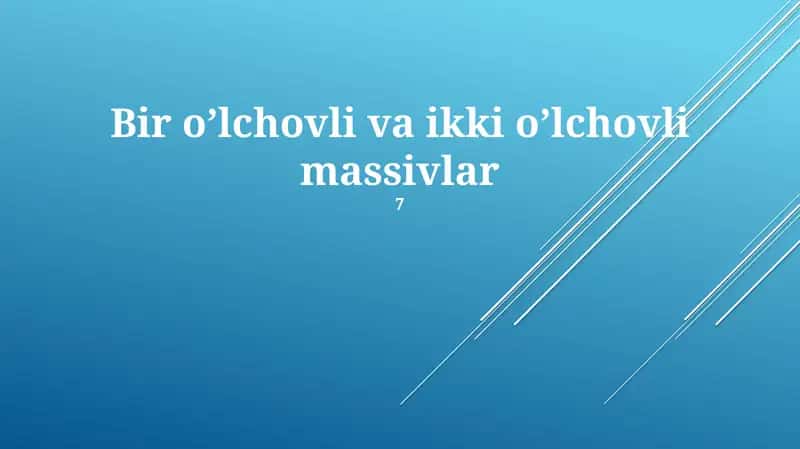 Ikki O'lchovli Massivlar: Asoslari