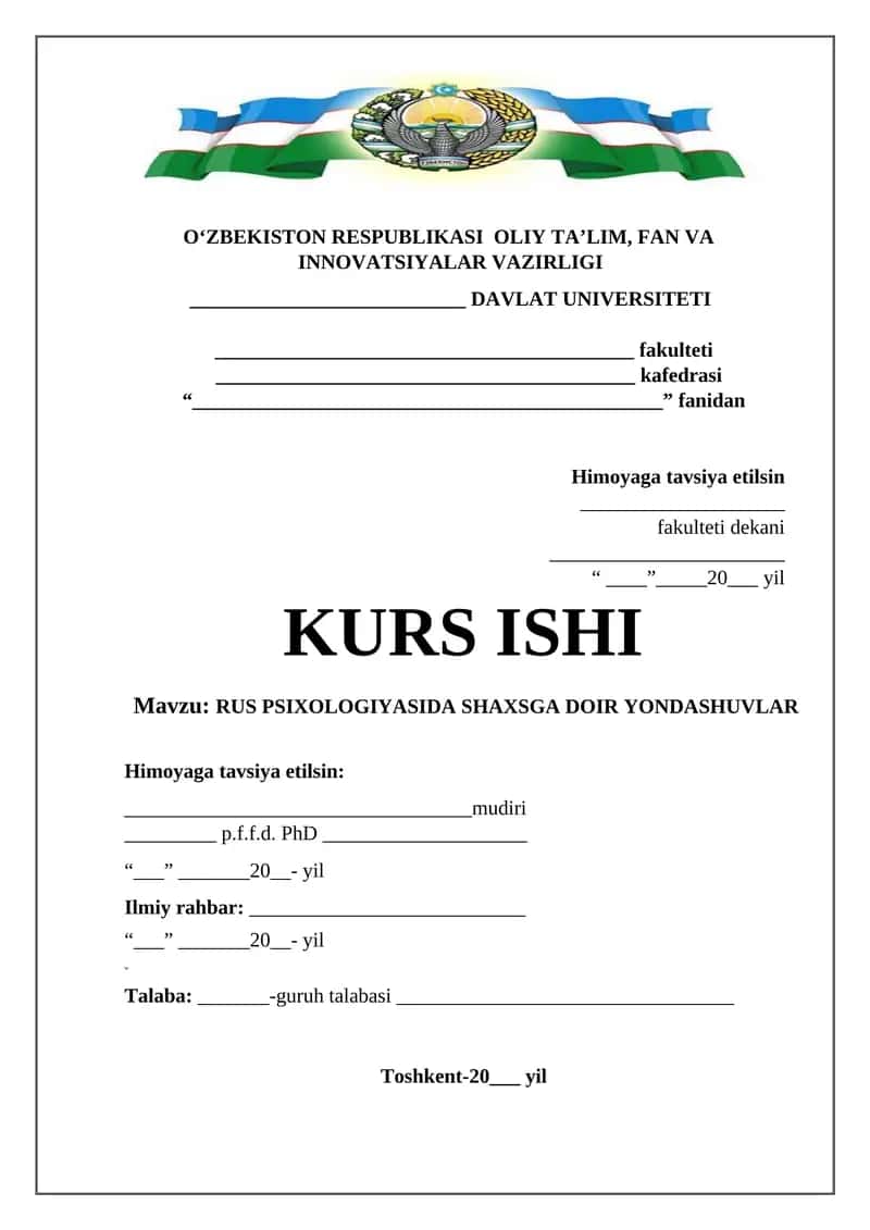 RUS PSIXOLOGIYASIDA SHAXSGA DOIR YONDASHUVLAR